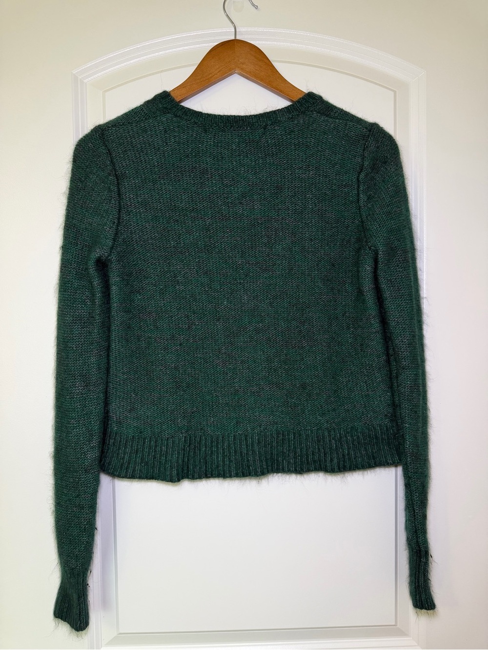 Max Studio Dark Green Cable-Knit Crewneck Cardigan - Picture 6 of 12